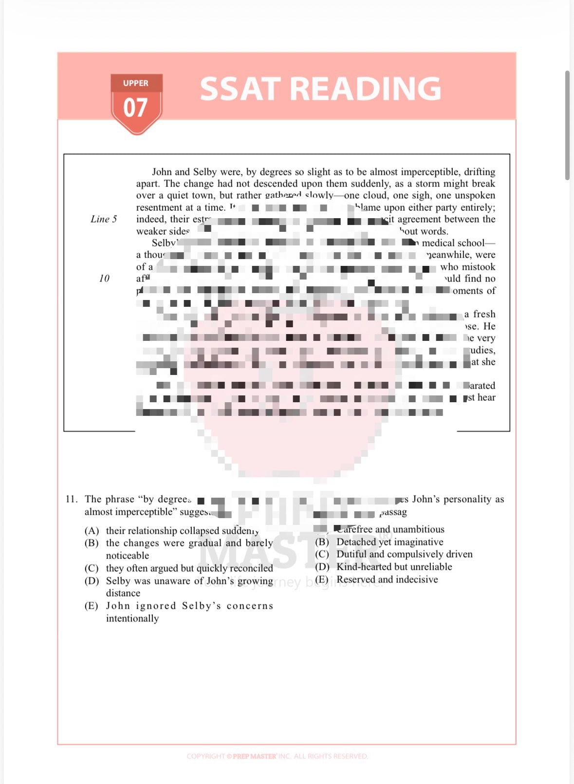 SSAT Reading Full Set 40Q - Test 7